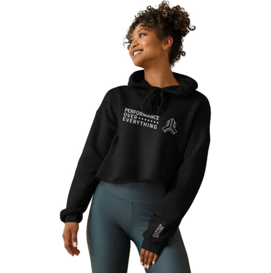 Performance  over everything - Crop Hoodie (with Embroidery)