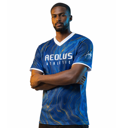 Blue & gold marble - andningsbar sporttröja i 100% återvunnet polyester