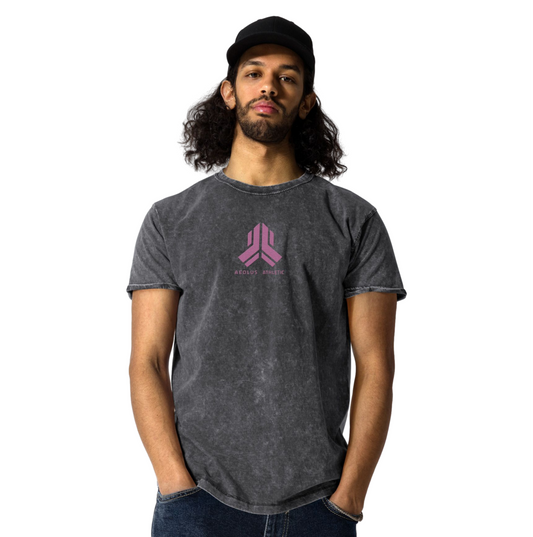 Neon pink A.P - Denim T-Shirt : Embroidery print