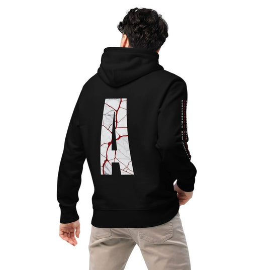 Red & White marble A - Unisex essential eco hoodie